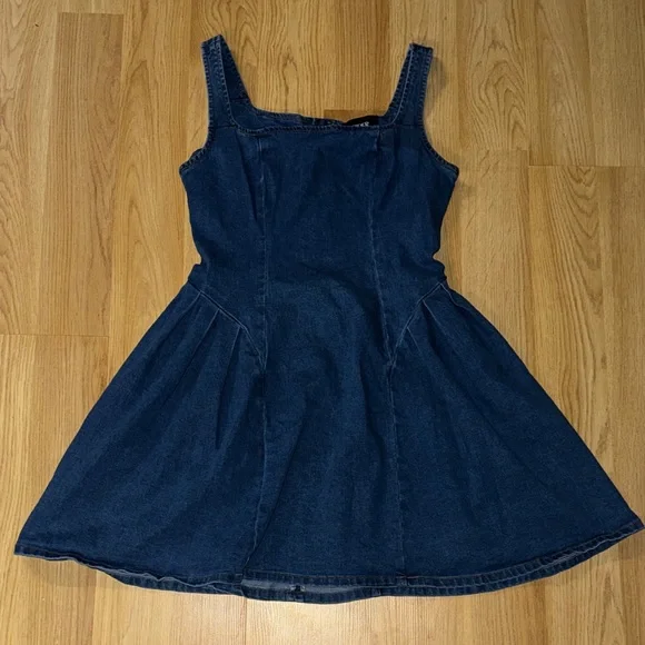 Cider Size Medium M Denim Square-Neck Mini Dress stretch - Picture 9 of 13